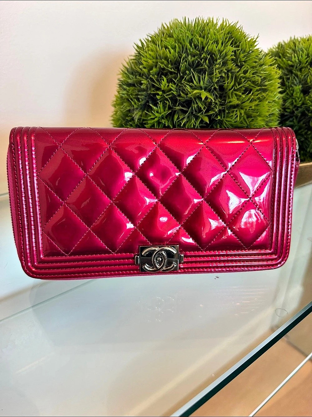 Chanel Boy Wallet on Chain (WOC) ) Quilted Clutch in Pink
